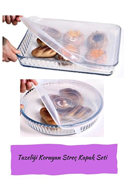 Atlas Mutfak Silikon 2 Boy Yuvarlak Borcam Kapağı ve Dikdörtgen Borcam Kapağı Seti