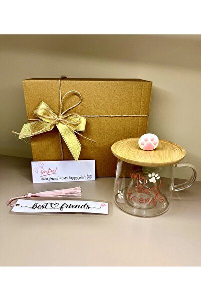 Two Two Best Friends - Gift Set with Paw Print Detailed Mug and Bookmark Set ...