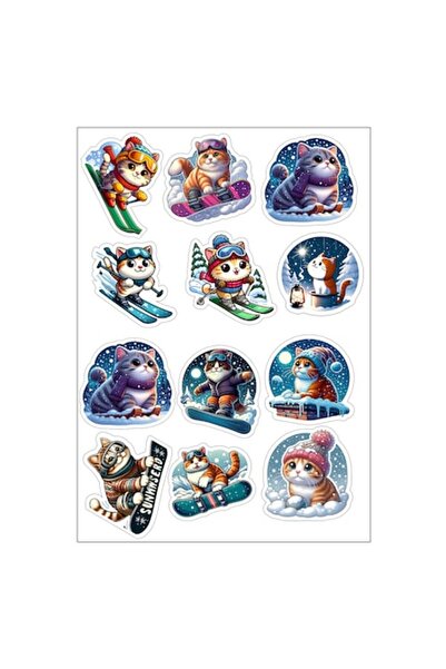 autostickere Set autocolante pisică de zăpadă, 6-7 cm, impermeabile, laminate...