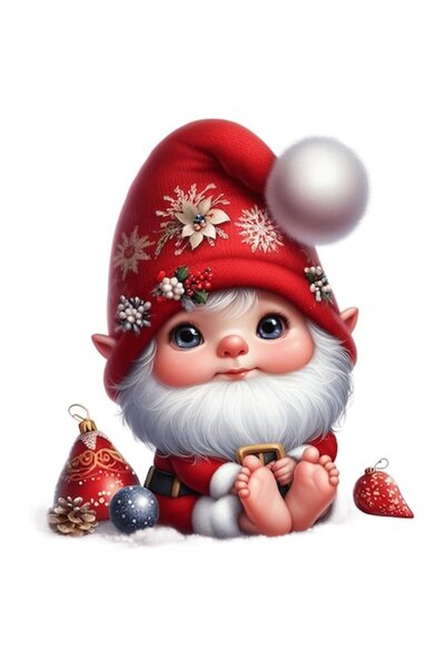 OEM Sticker – Bearded Elf Illustration, Winter Hat, 10 cm, White Border, PVC ...