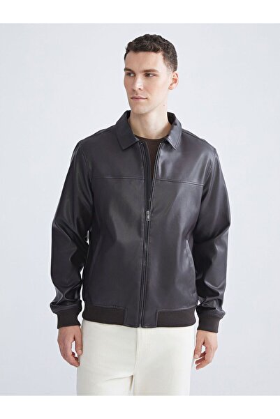 LC Waikiki LCWAIKIKI Classic Standart Kalıp Erkek Deri Görünümlü Mont