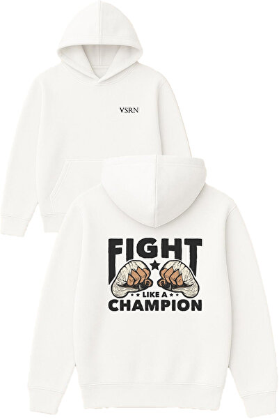 VSRN Φούτερ με κουκούλα Fight Champion με στάμπα σχεδίου, σε μεγάλο μέγεθος, ...