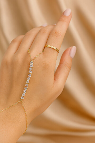 MELENY تصميم أنيق من الفولاذ المقاوم للصدأ بلون ذهبي مع حجر الزركون (بدون خاتم)