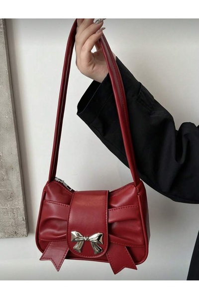 Clariss Imported Bag with Red Bow Detail and Magnetic Closure