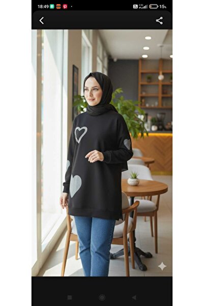 azram Heart Embroidered Pearl Detailed Hijab Tunic