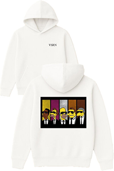 VSRN 5 بدلة عملاء تصميم مطبوع قصة فضفاضة سويت شيرت أبيض بغطاء رأس