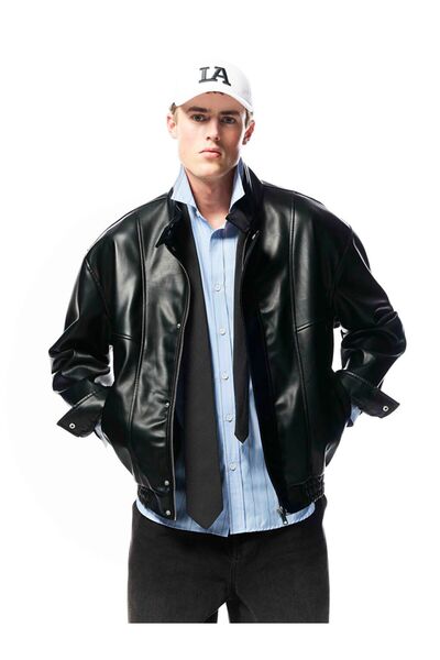 LC Waikiki Xside Comfortable Fit Stand Collar Men's Leather Look Jacket