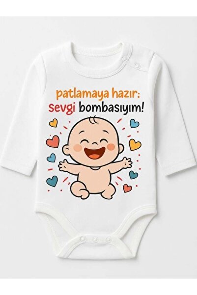Zekids Baby, I'M a Love Bomb Ready to Explode Written Long Sleeve Bodysuit