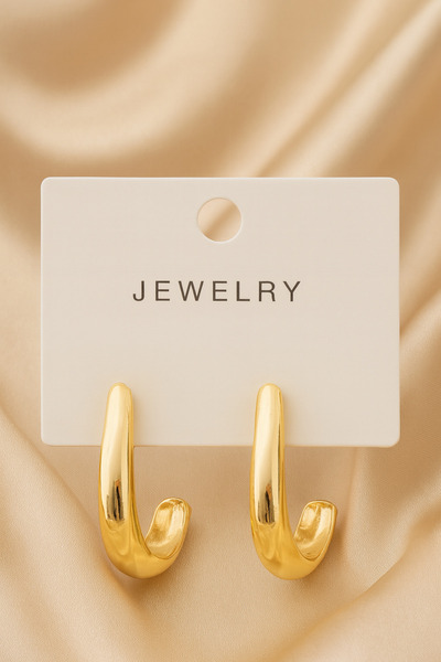 MELENY Gold Color Stainless Steel Half Hoop Design Earrings