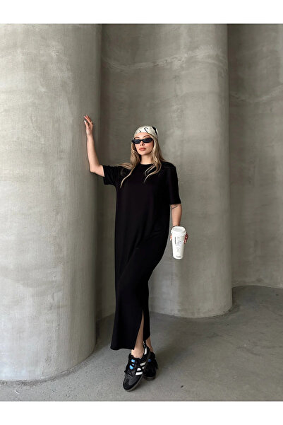 bysoca Γυναικείο μίντι φόρεμα με κοντό μανίκι άνοιγμα Casual Fit Modal Pique ...