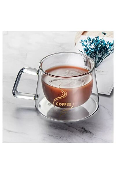 Aurov Set 6 Cani Cafea Sticla Borosilicata, Pereti Dubli, Termorezistenta, Espresso Cappuccino Latte