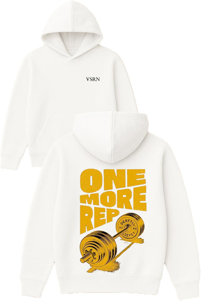 VSRN one more rep Hanorac alb supradimensionat cu glugă și imprimeu de design
