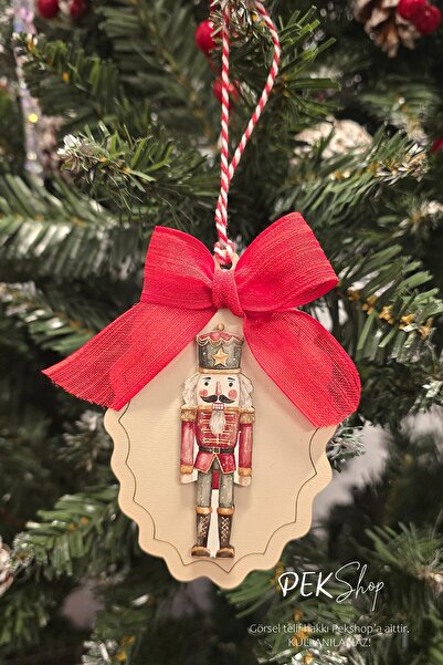 PEKSHOP Ornament pentru brad de Crăciun cu soldat de plumb și fundă roșie