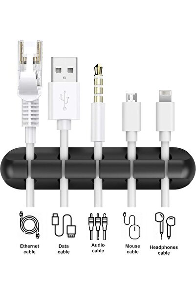 Anker Cable Organizer - Adhesive Silicone Cable Clips, Pack of 2 (5-slot & 3-slot) - Black