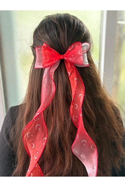 Melkady Aksesuar Melkady 523B - Organza Flounced Crescent Star Luxury Automatic Buckle