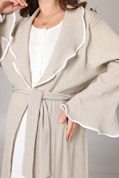 Rimel Homewear Kışlık Krepon Dokulu Sabahlıklı Lohusa Gecelik Takımı