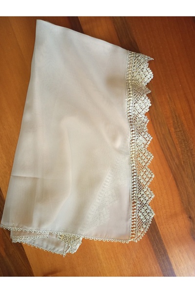 yörük tuhafiye Real Handcrafted Needlework, Prayer, Mevlit Mevlüt Shawl, Headscarf in Mink Color, Handmade