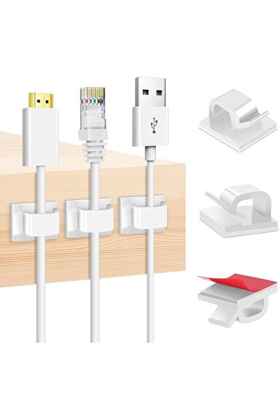 Other مشابك كابلات لاصقة من تايدي هيلبر، لون أبيض (60 قطعة)