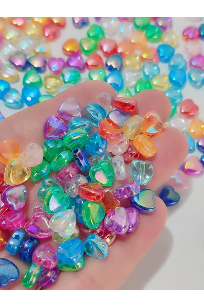 Mutlu Bujiteri Hobi Aksesuar قلب أكريليك مزين بالجوانجاني 10 ملم (100)