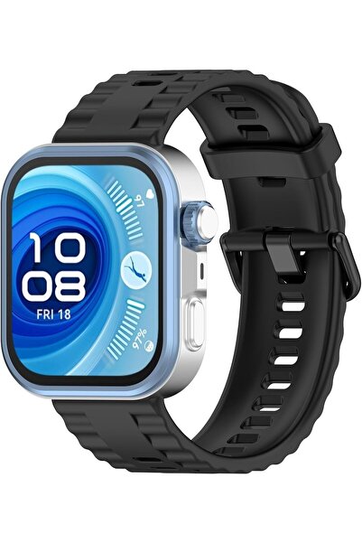 MOTONG حزام سيليكون بديل لساعة هواوي فيت 4/3/4 برو (أسود)