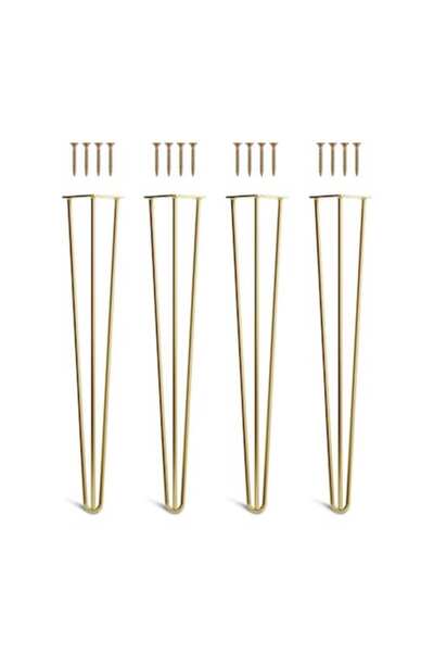 OEM Set of 4 Hairpin legs, electrostatically painted, height 71 cm, profile diameter 12 mm, 3 arms, gold