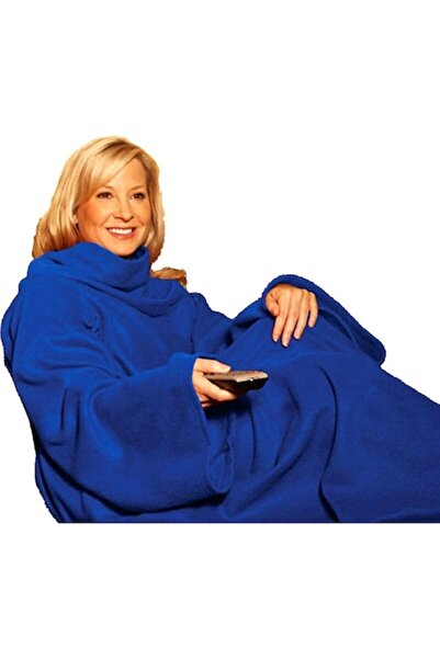 Palmonix Patura cu Maneci, Moale si Calduroasa, Material Fleece, Dimensiuni 140x180cm, Culoare Albastru