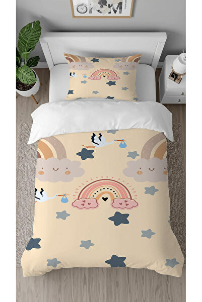 GREENDECOR Rainbow Star Stork Patterned Digital Printed Special Design Single...