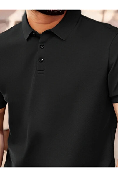 modamtn Ανδρικό μπλουζάκι με κοντό μανίκι με γιακά από βισκόζη με δύο κλωστές