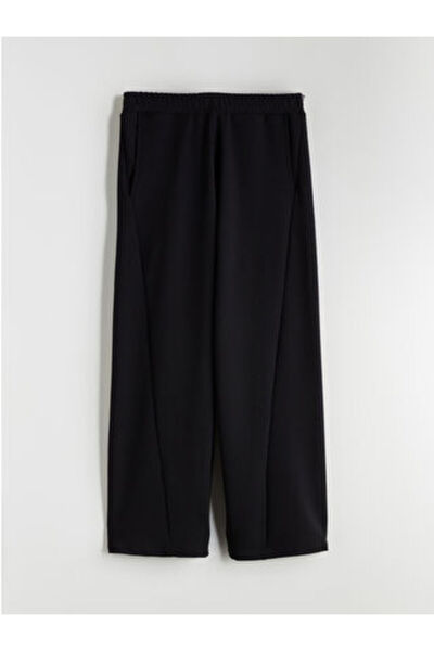 LC Waikiki M1 Season Black Wide Leg Women's Trousers with Elastic Waist