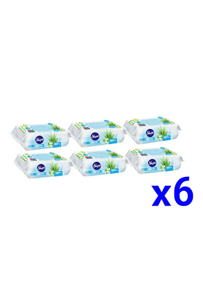 Sleepy Pack of 6 - Aloe vera wet wipes with lid, 120 pieces