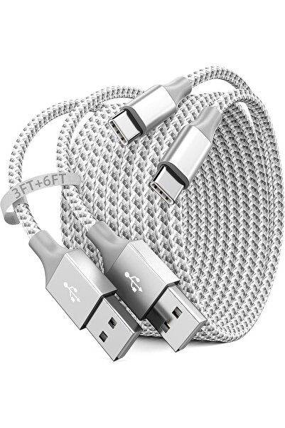 Other كابل USB-A إلى USB-C مكون من قطعتين (3 أقدام + 6 أقدام) لشحن السيارة وC...