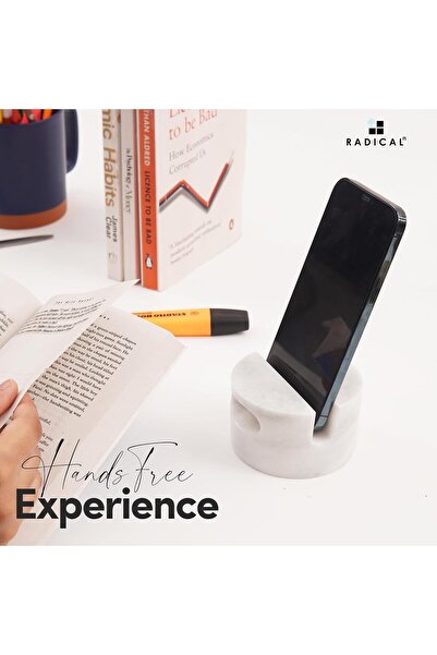 Radicaln Marble Phone Stand White 3.5in Handmade for iPad & Office Desk Organizer