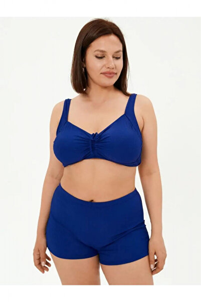 embody Women's 2 piece swimsuit, large size, shorts, navy blue 22099