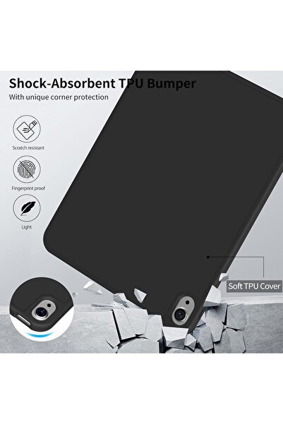 Generic حافظة لجهاز iPad الجيل العاشر 10.9 بوصة (2022) مع حامل قلم - أسود