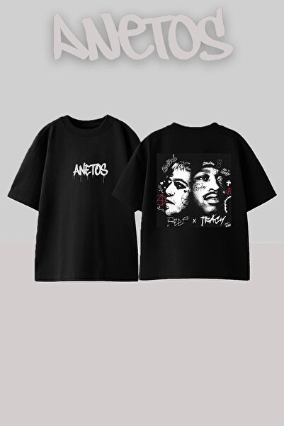 Anetos Μπλουζάκι Tracy Design Back με τύπωμα Cotton Black oversized