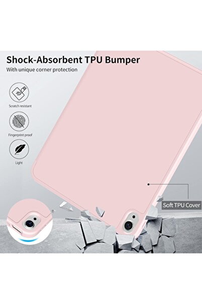 Generic حافظة لجهاز iPad الجيل العاشر 10.9 بوصة (2022) مع حامل قلم - وردي فاتح