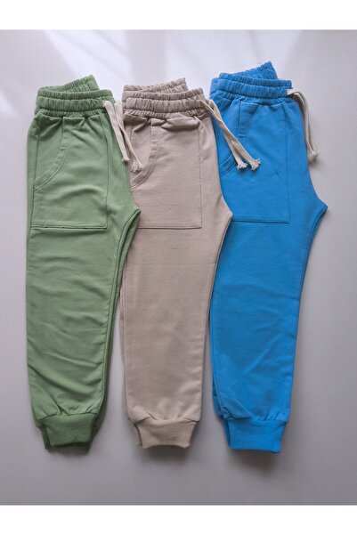 Palal Çocuk Organik Pamuklu Likrali Karışık Renkli 3'lü Set Eşofman Altı