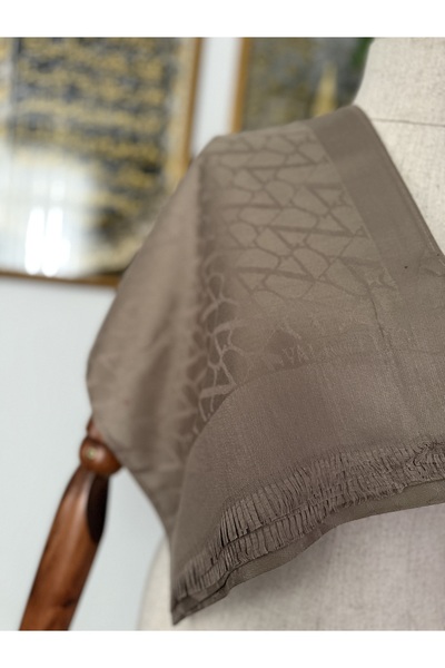 GÜMRÜKÇÜ V Desen Koyu Vizon Pamuklu İthal Kaşmir İpek Şal Premium Kalite