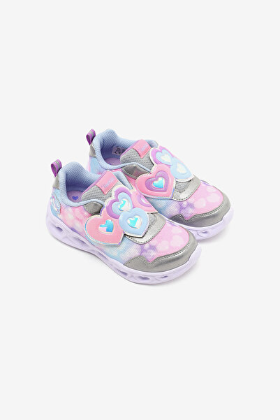 Panço Heart Lights Silver Baby Girl Shoes