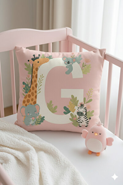 ALAMODECOR Husă pentru pernă pentru cameră pentru fete, cu două fețe, digitală, cu imprimeu de culori roz, litera G