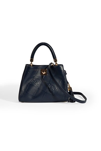 Desa Kadın Lacivert Püskül Aksesuarlı Deri El Çantası