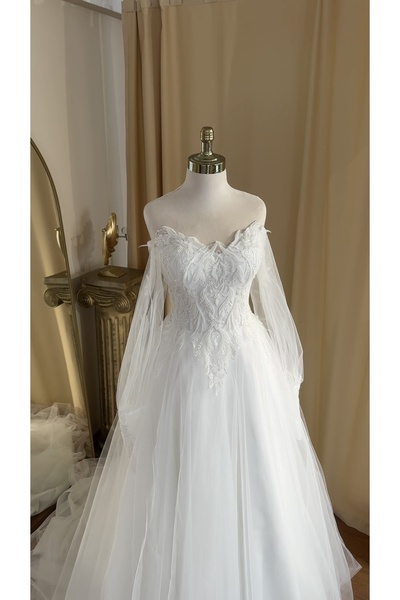 MODA Helen Gelinlik-Kollu -Zarif Gelinlik