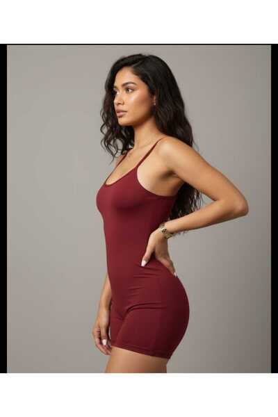 PİNK PEOPLES Vücüda Oturan Kadın Spor Şort Tulum / Toparlayıcı Askılı Spor Tulum Body Tayt Tulum