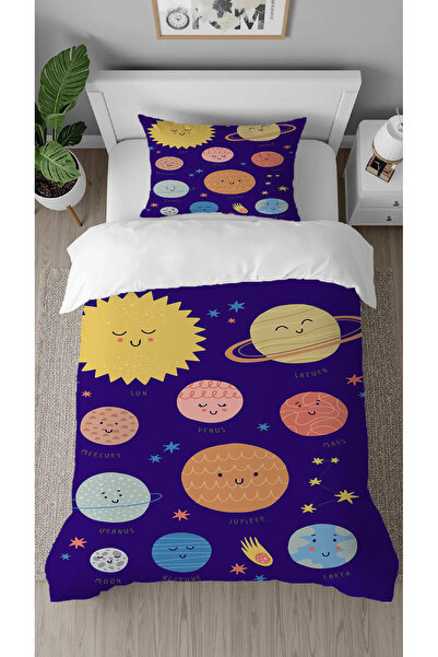 GREENDECOR طقم غطاء لحاف للأطفال من Space Planet Mars بنمط مطبوع رقميًا بتصمي...