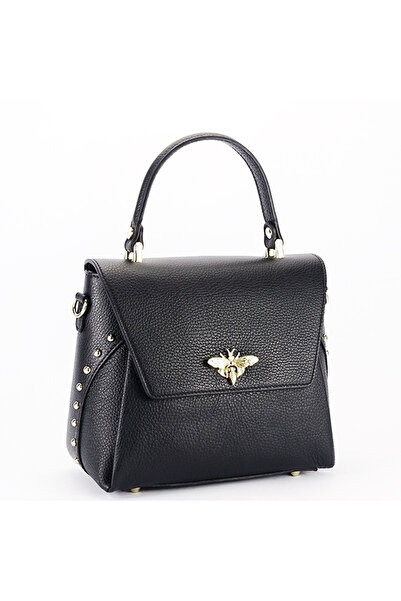 SOFILINE Geantă din piele naturală cu accesoriu albină B-1505A 123, Negru