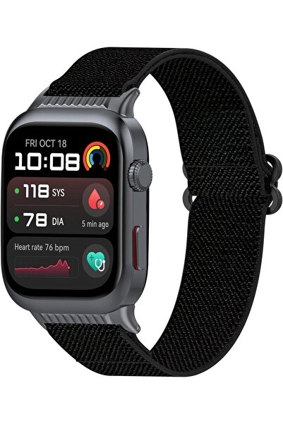 AWADUO حزام بديل من النايلون لساعة هواوي D2 - ناعم ومتين وسريع الفك (أسود)