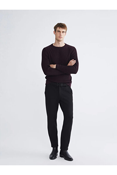 LC Waikiki Ανδρικό πλεκτό πουλόβερ με λαιμόκοψη LCW Vision Plum