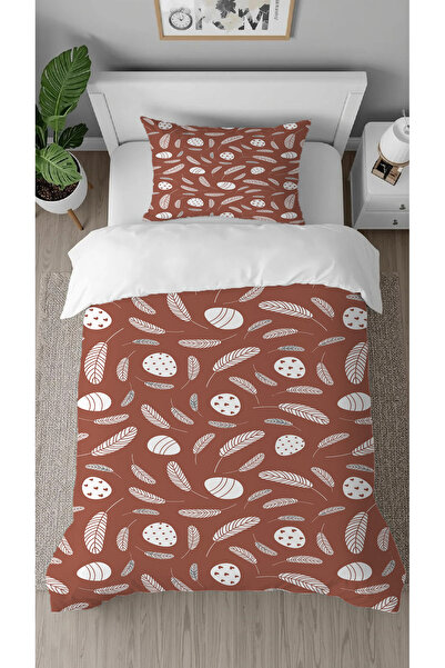 GREENDECOR Bohemian Leaf Flower Pastel Patterned Printed Special Design Single Stylish Duvet Cover Set Without Sheets