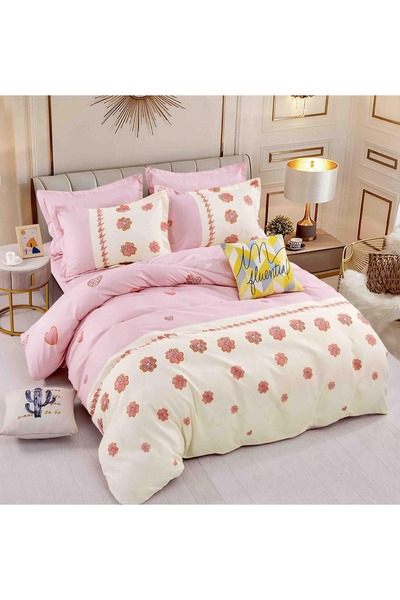 OEM Lenjerie de Pat Dublu, Cearceaf cu Elastic Țesătură tip Finet, 6 piese