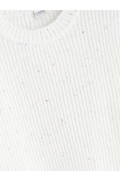 LC Waikiki Lcw Kids Ecru Crew Neck Girl's Knitwear Sweater